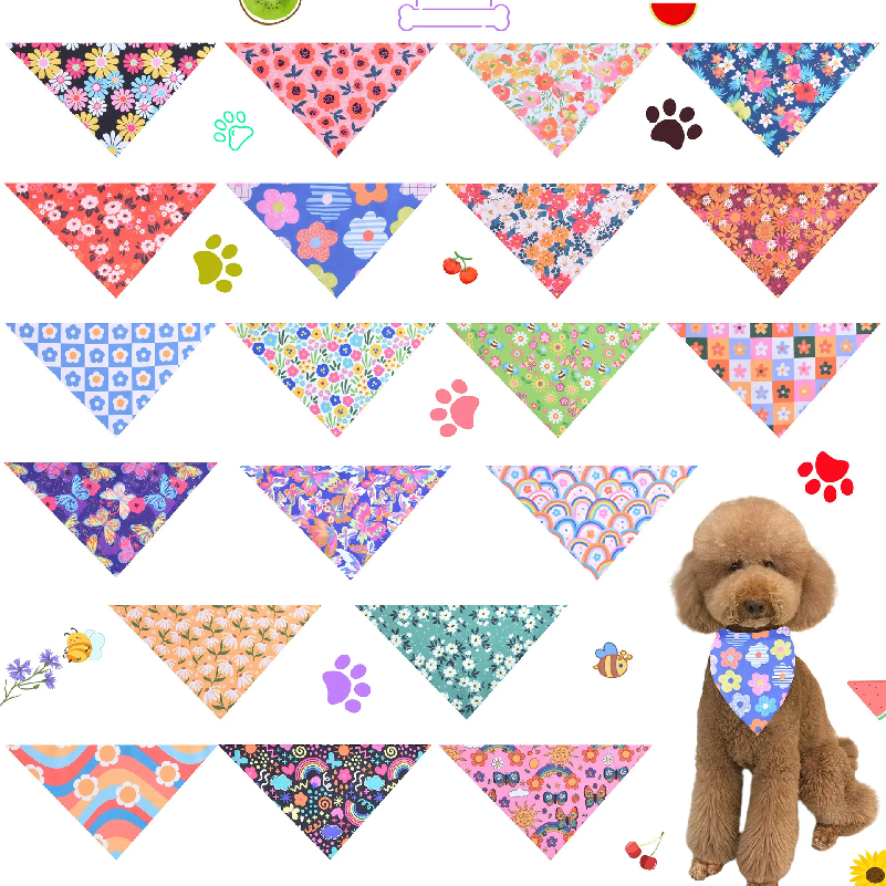 50pcs Floral Dog Bandanas Spri - Dog Bandana Scarf incelemesi ve fiyatı